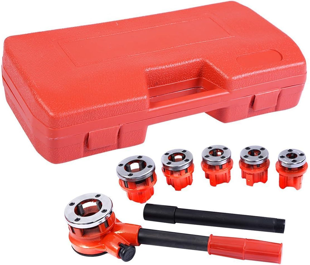 Portable Ratchet Pipe Threader Kit Set with 6 Dies and Case R826290