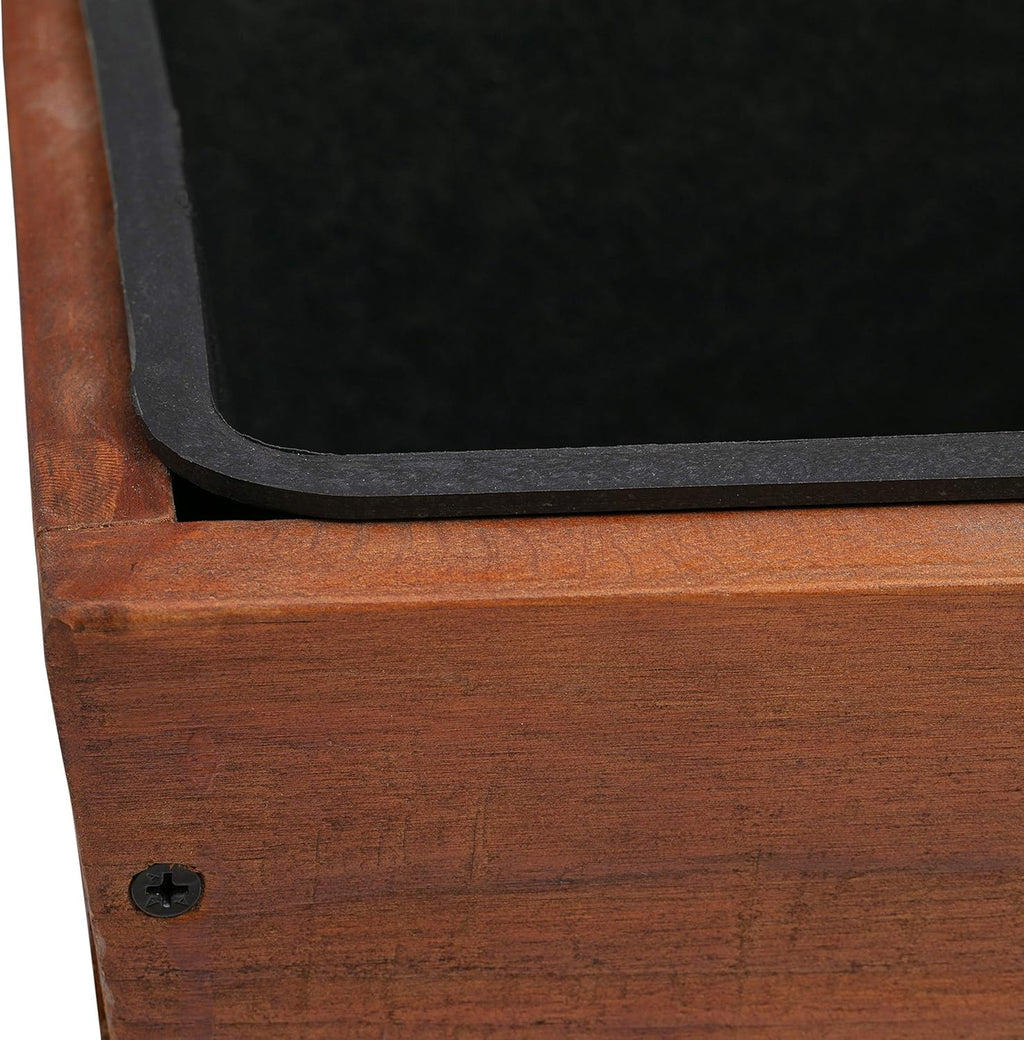 Recycled Wood Rectangular Hanging Planter, 2-Pack, Brown, 18.9" x 7.87" x 7.5" N2217
