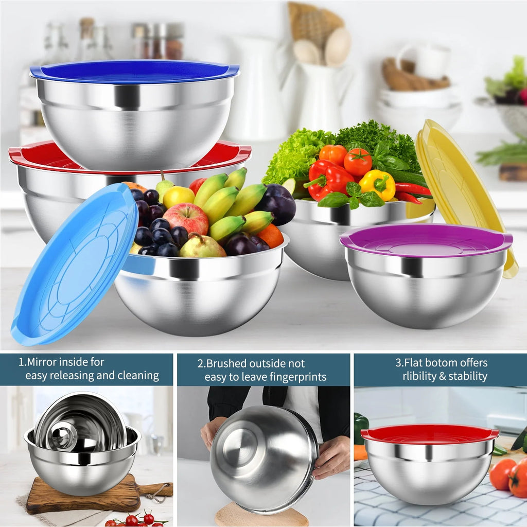 Stainless Steel Mixing Bowls Set with Lids 7 Pc Z406035
