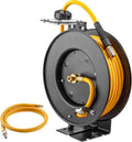 Steel Retractable Air Hose Reel 3/8" Inch x 50' Feet Hybrid Polymer Hose K3474