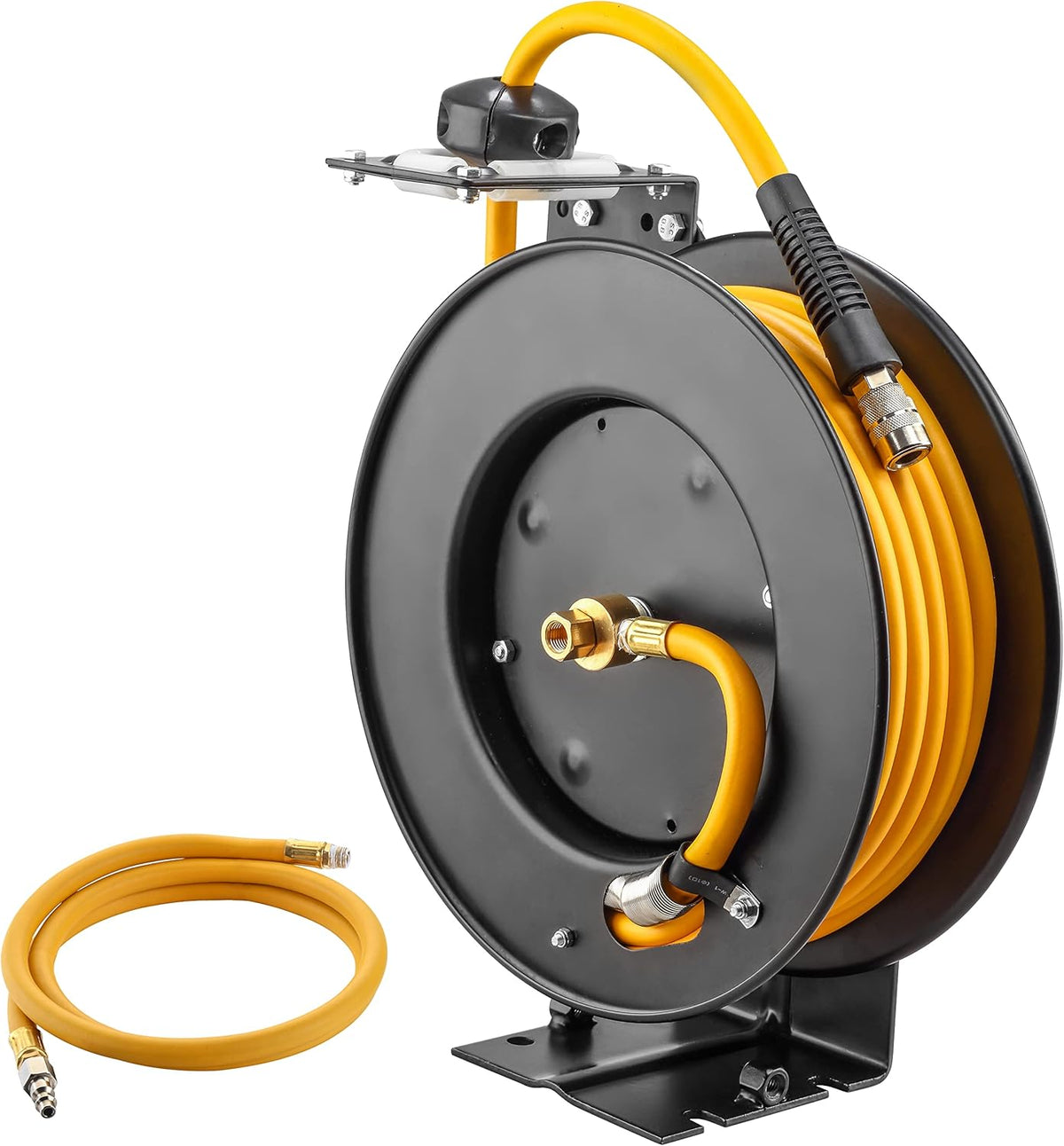 Steel Retractable Air Hose Reel 3/8" Inch x 50' Feet Hybrid Polymer Hose K3474