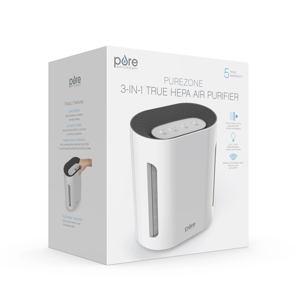 Medium-Large Room Air Purifier with True HEPA Filter A765