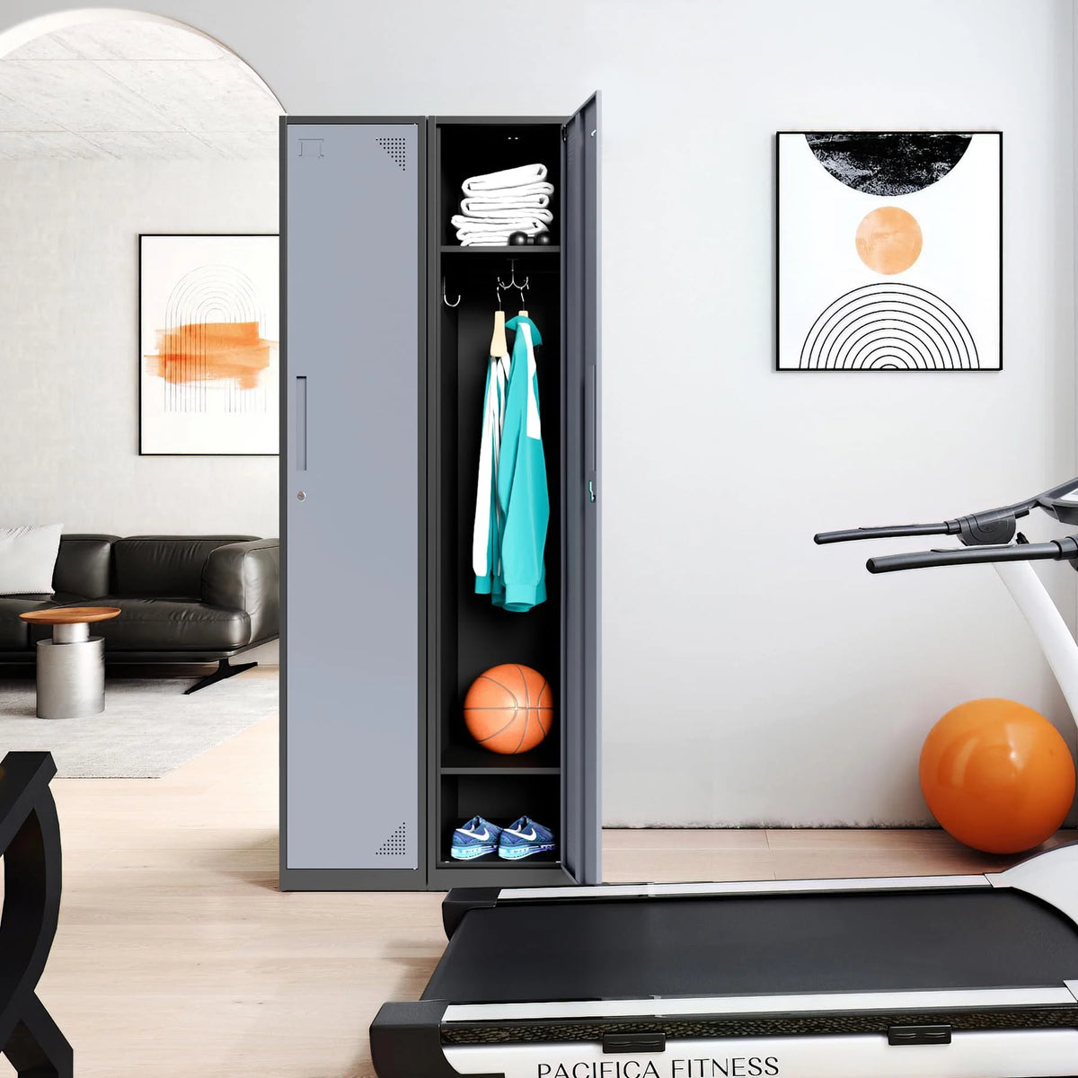 71" Gray Steel Storage Cabinet with Door K992