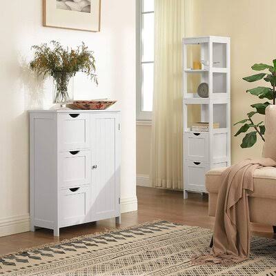 White Floor Cabinet with 3 Drawers and 1 Shelf W5874