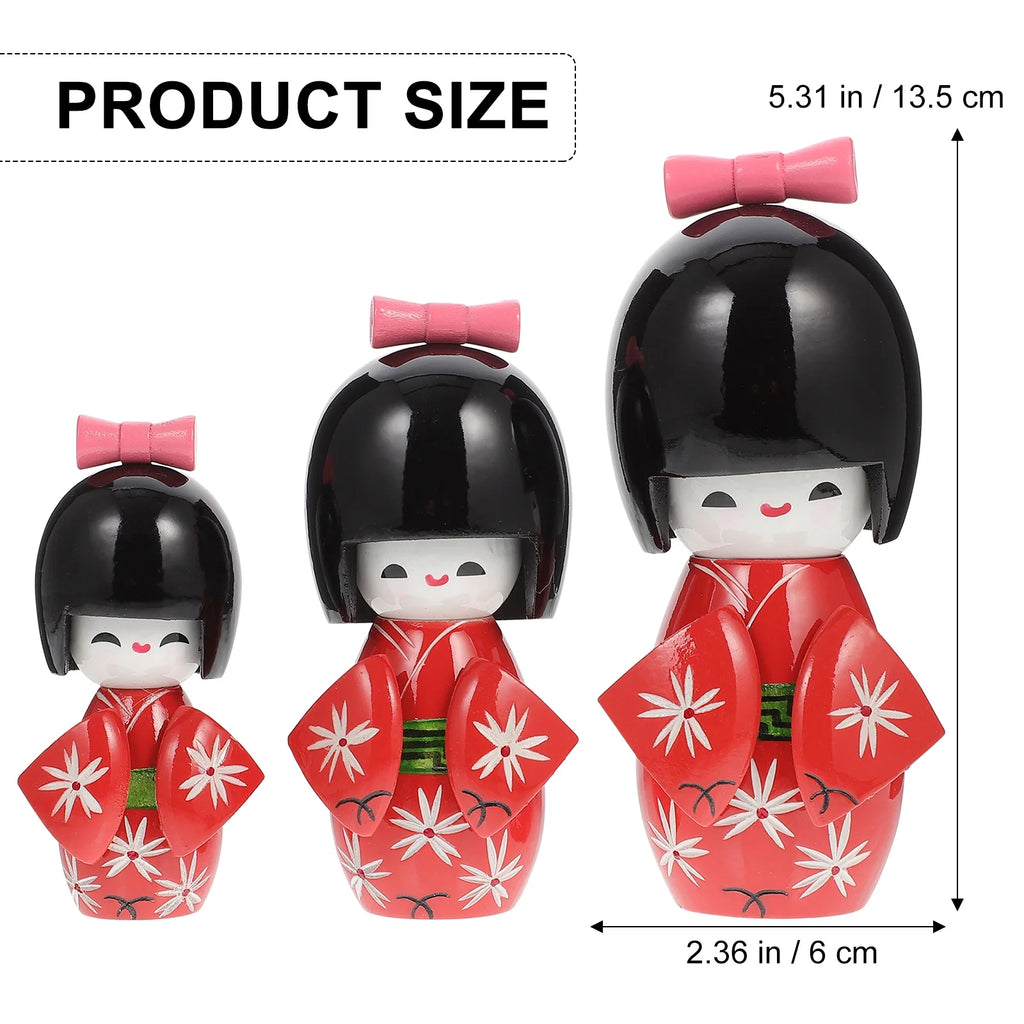 Antique Japanese Kimono Dolls Wooden Toys M322