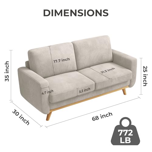 Light Grey Corduroy Loveseat Sofa O7951