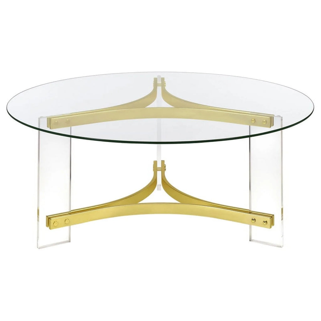 Round Glass Coffee Table with Acrylic Legs E519595