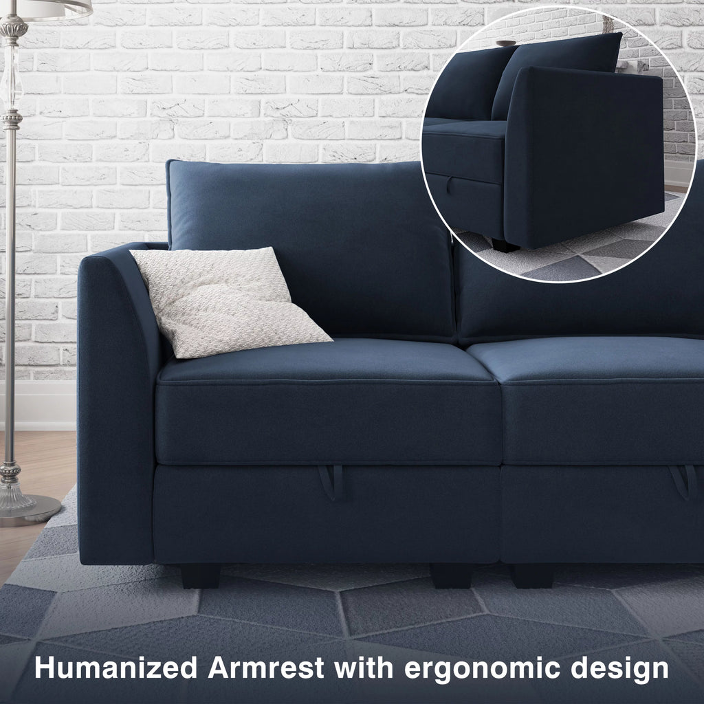 Navy Blue Velvet Modular Sleeper Sofa Y875777