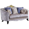 Cream Fabric Loveseat with 5 Pillows I158126