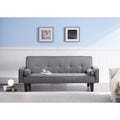72" Dark Grey Cotton Linen Convertible Sofa Bed with Two Pillows N386