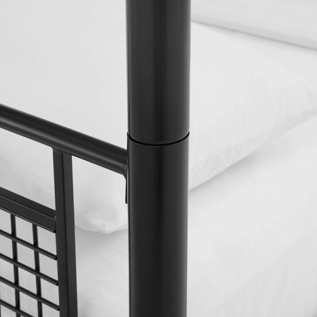 Twin Over Twin Metal Mesh Frame Bunk Bed Black H97104