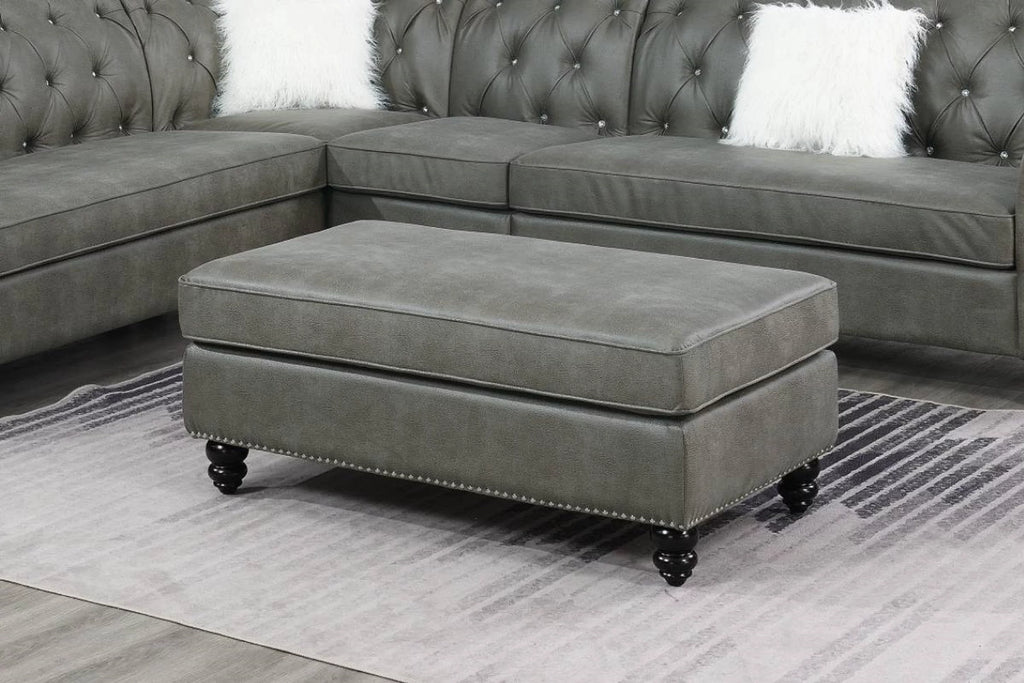Grey Cocktail Ottoman with Wooden Legs F822847