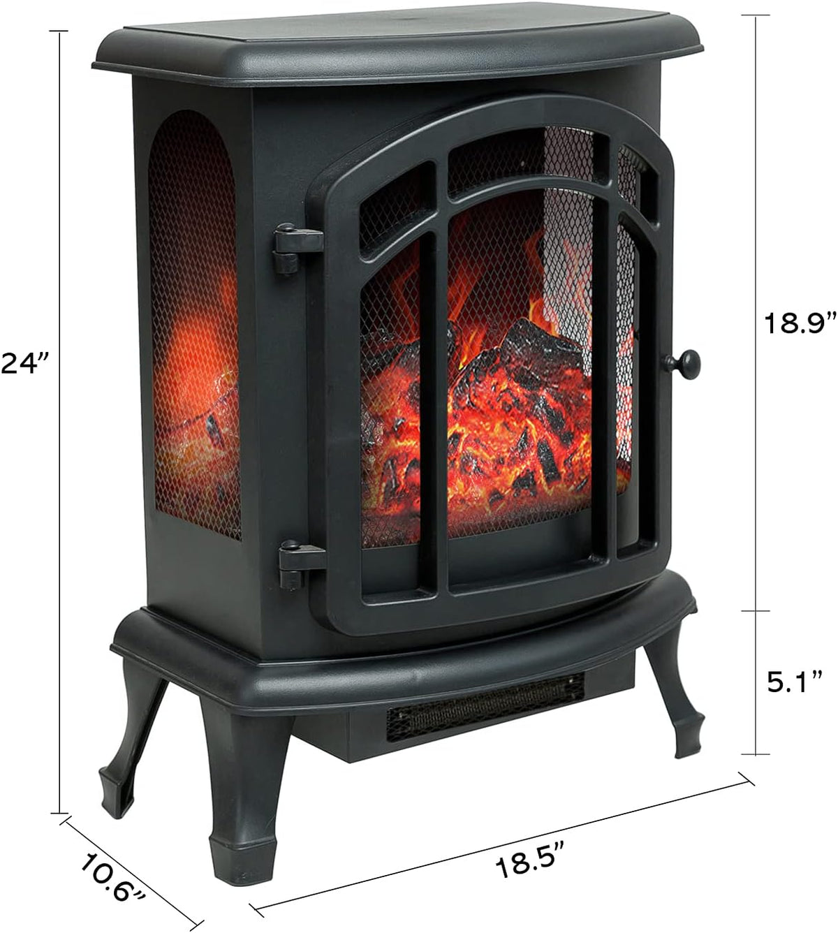 24 inch Portable Electric Wood Stove Fireplace with Flame Effect N976711