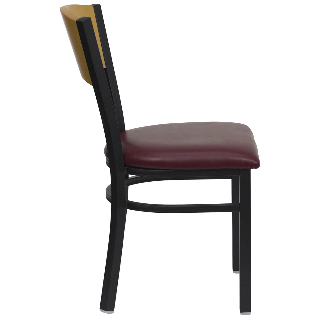 Black Circle Back Metal Restaurant Chair with Burgundy Vinyl Seat Q875080