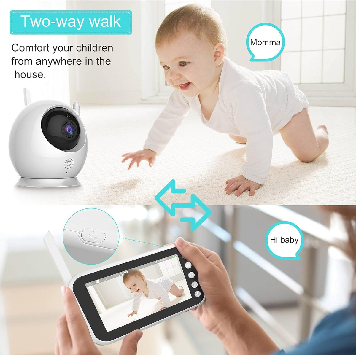 Video Baby Monitor with 4.3 Inch LCD Screen Night Vision Two-Way Talk Z8298