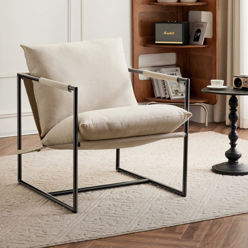 Wheat Yellow Metal Sling Accent Chairs Set of 2 K6482