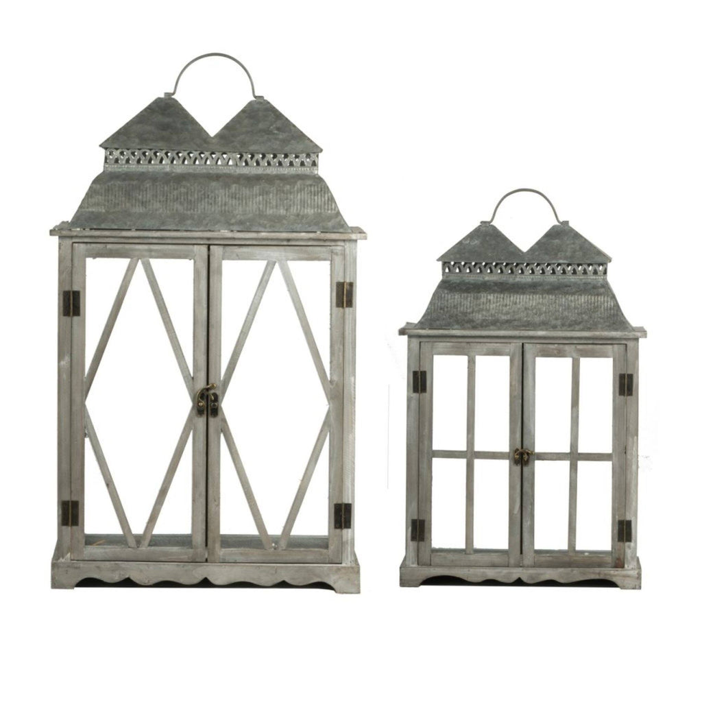 Set of 2 Antique Silver Lanterns L860219