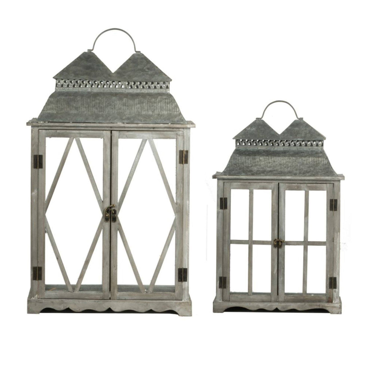 Set of 2 Antique Silver Lanterns L860219