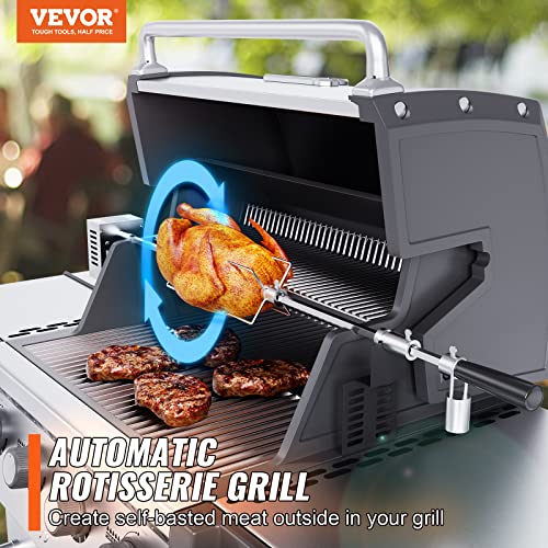 Stainless Steel Electric Grill Rotisserie Kit with 32"/39" Hexagon Spit Rod Z191879