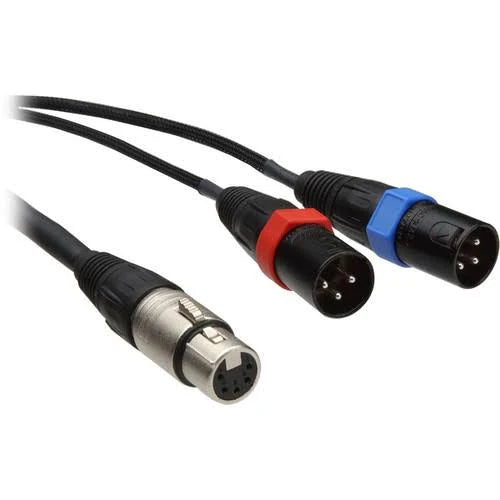5-Pin Stereo XLR Female to Dual XLR Male Y-Cable, Length 25& 7.6 M S45945