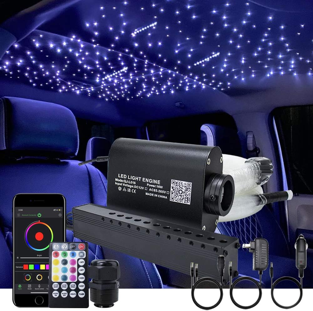 16W RGBW Fiber Optic Star Ceiling Light Kit with 400pcs 0.75mm 6.5ft Fiber Cable D10852