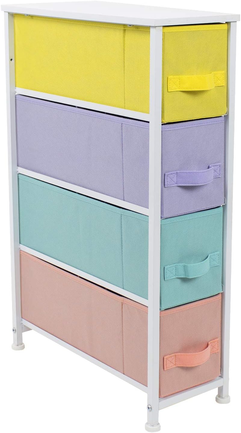 Narrow 4 Drawer Dresser Tower with Fabric Bins P165410