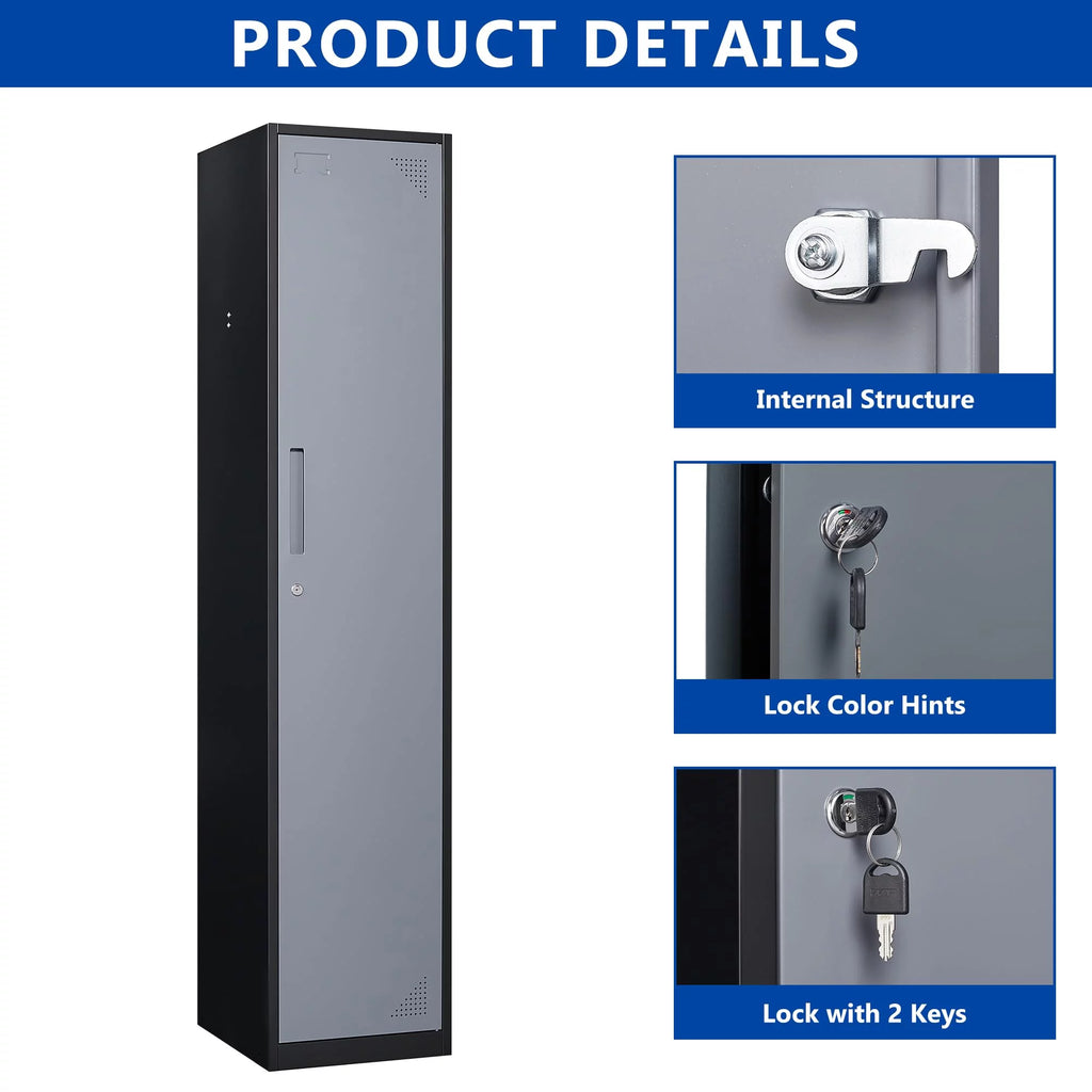 71" Gray Steel Storage Cabinet with Door K992