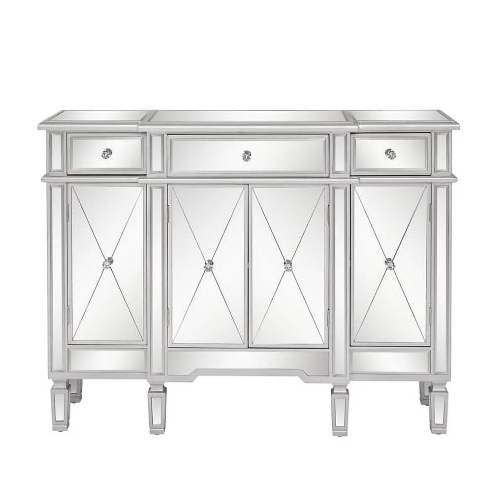 Mirrored Finish Glass TV Stand with 3 Drawers D234533