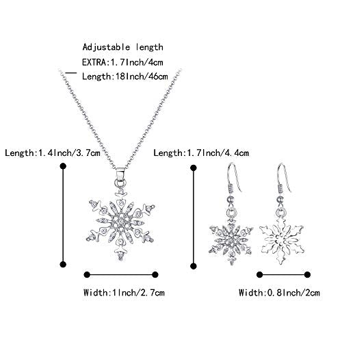 Crystal Snowflake Pendant Necklace Hook Dangle Earrings Set Y214114