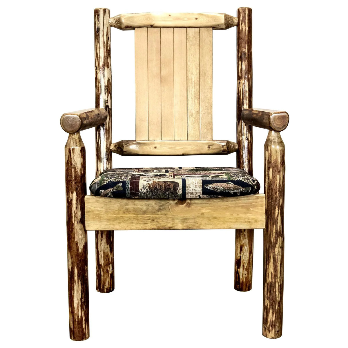 Woodland Upholstery Laser Engraved Elk Design Captain's Chair A4366