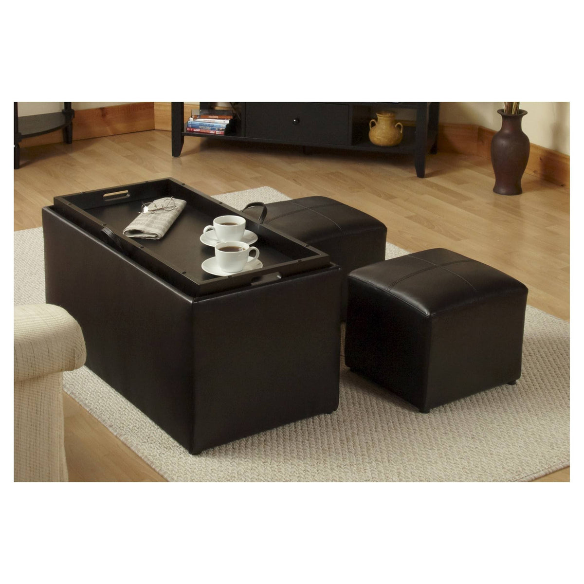 Black Espresso Storage Ottoman G1596