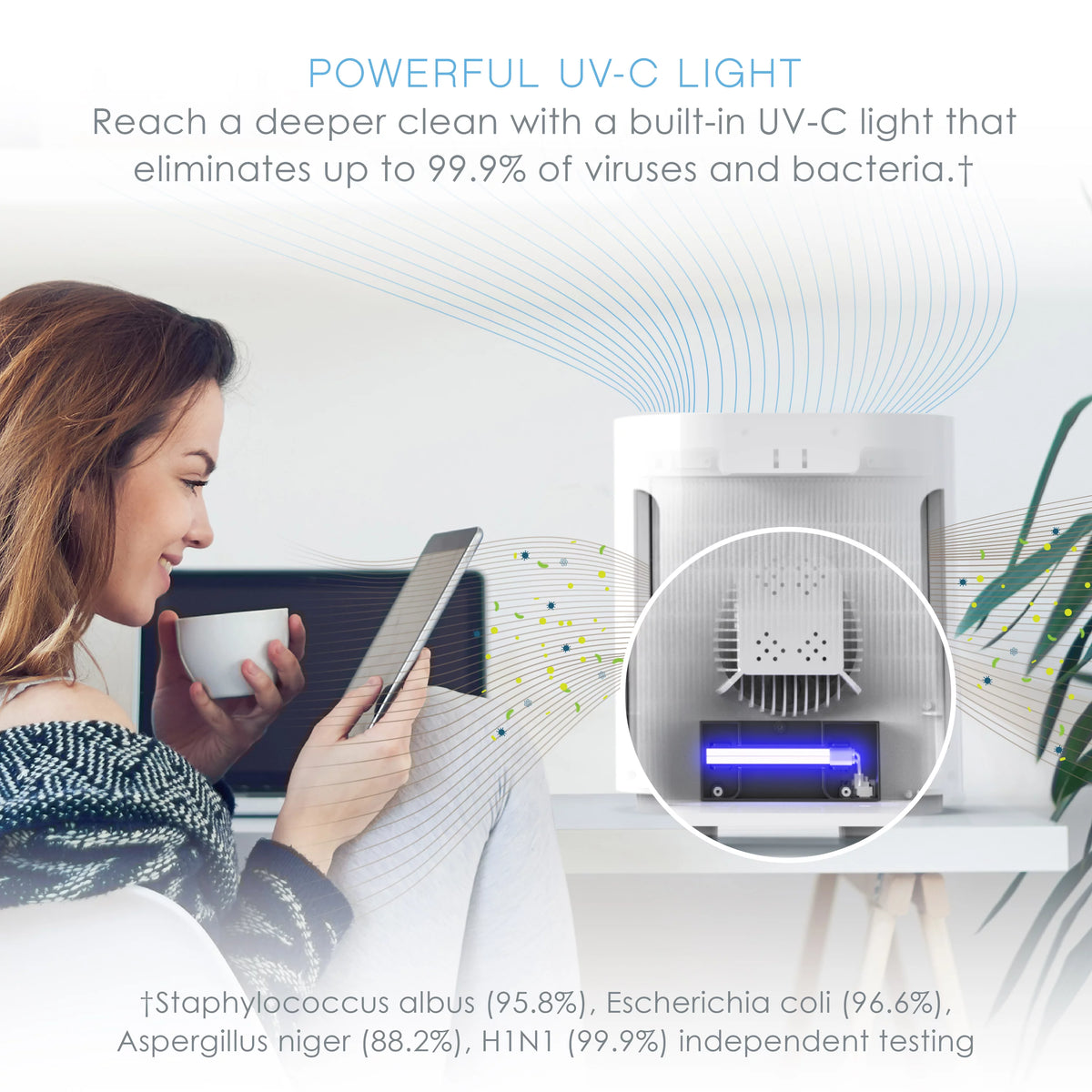 Medium-Large Room Air Purifier with True HEPA Filter A765
