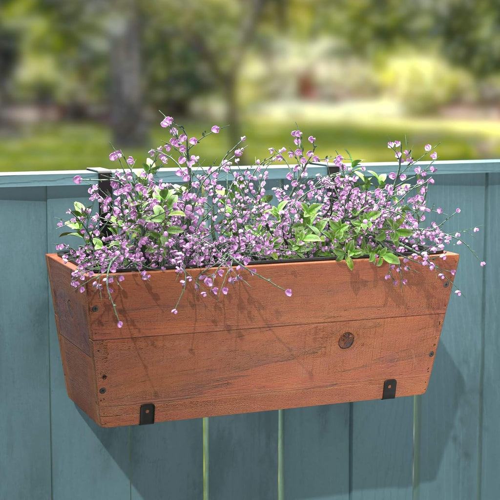 Recycled Wood Rectangular Hanging Planter, 2-Pack, Brown, 18.9" x 7.87" x 7.5" N2217