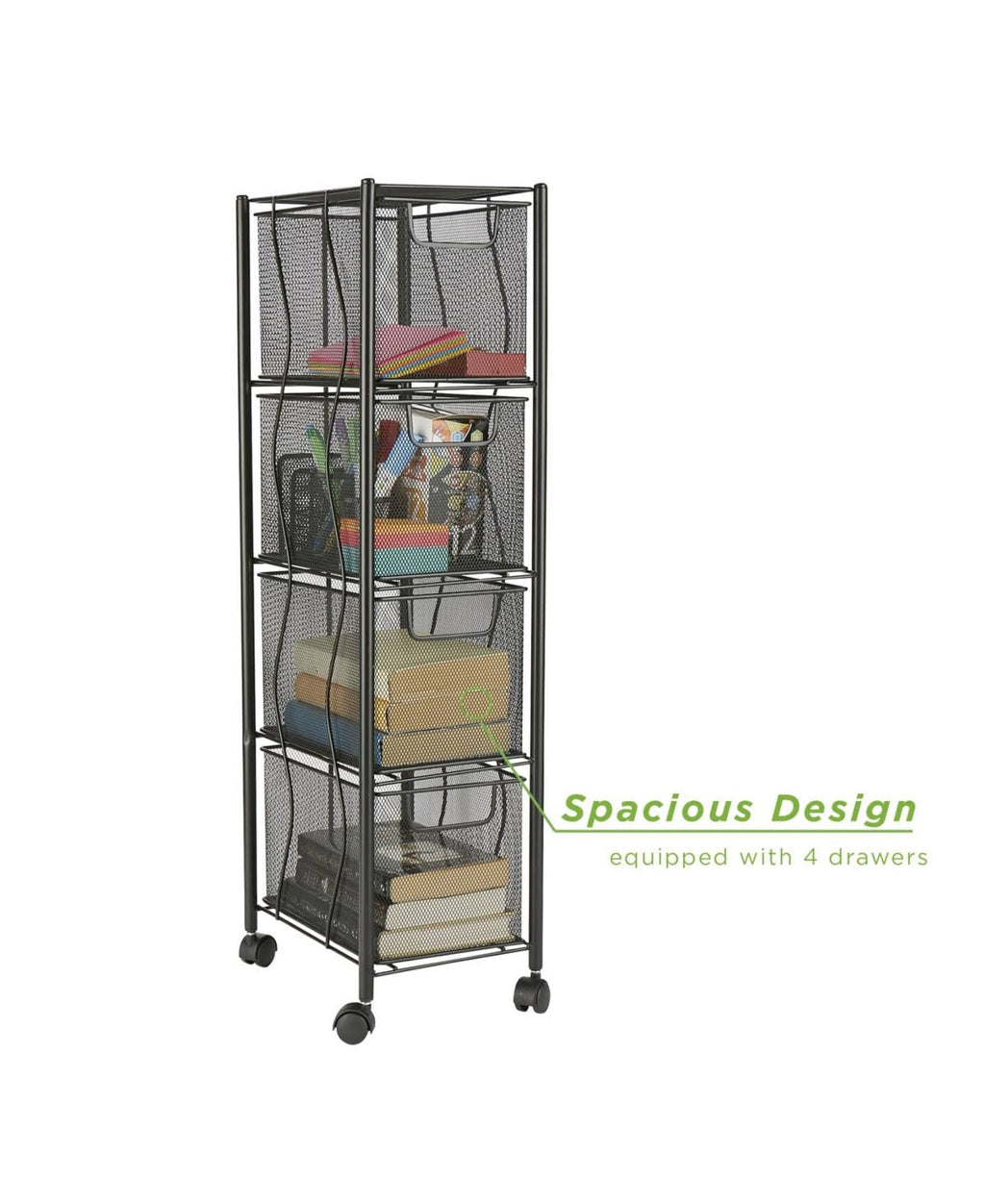 4 Drawer Rolling Mesh Metal Cart B198235