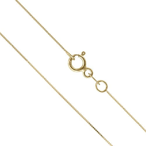 14K Solid Yellow Gold Box Chain Necklace, 16"-24" F389