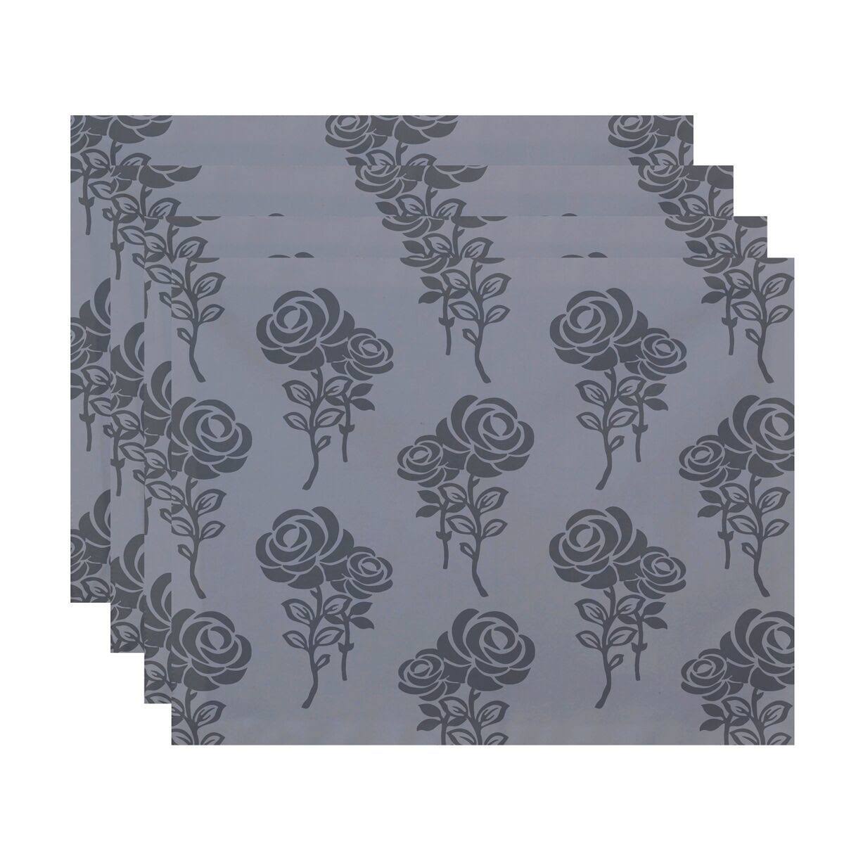 Floral Print Placemats, Set of 4, Gray M357