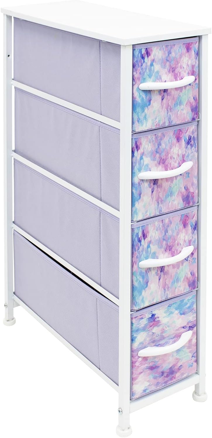 Narrow 4 Drawer Dresser Tower with Fabric Bins P165410