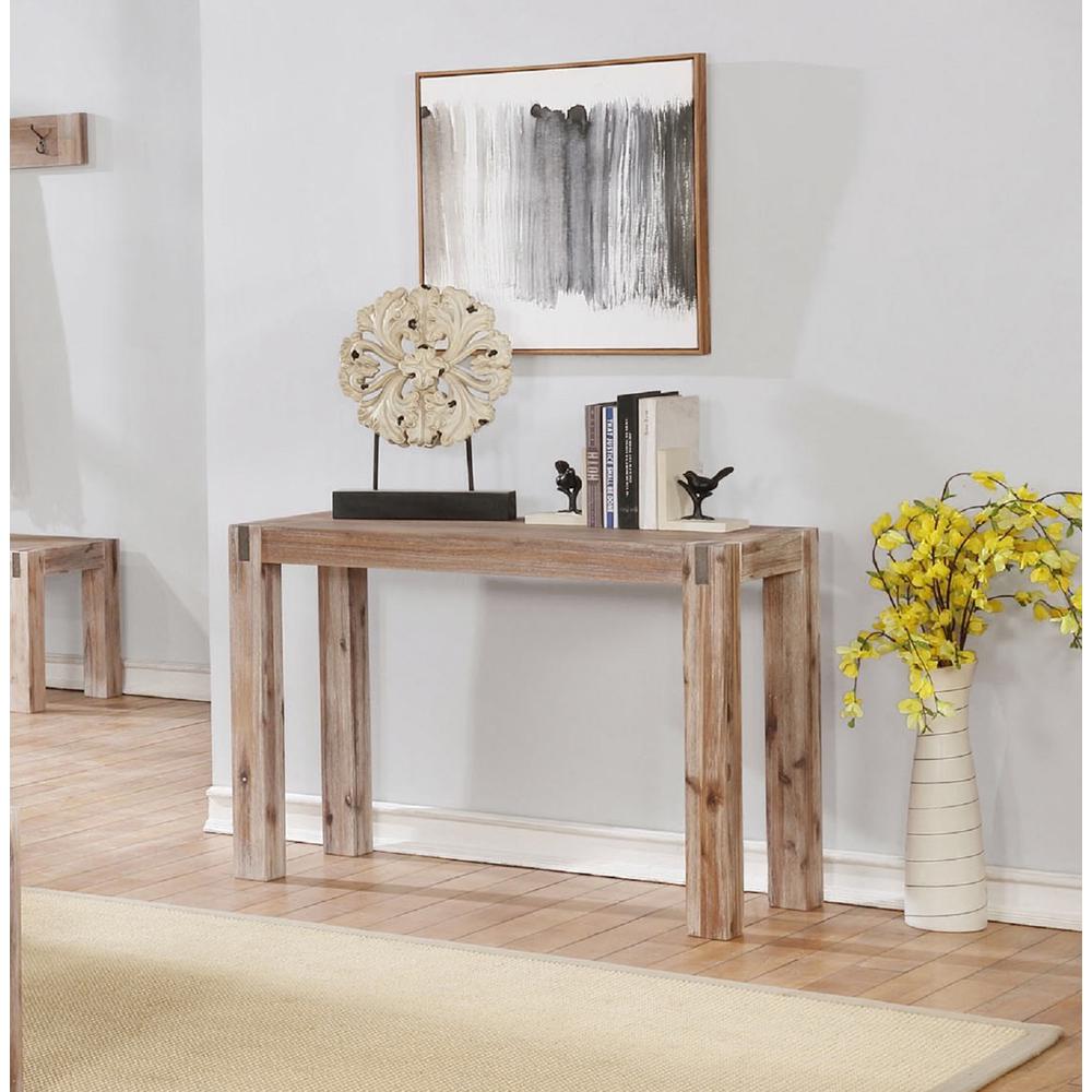 Brushed Driftwood Acacia Wood Media Console Table C8553