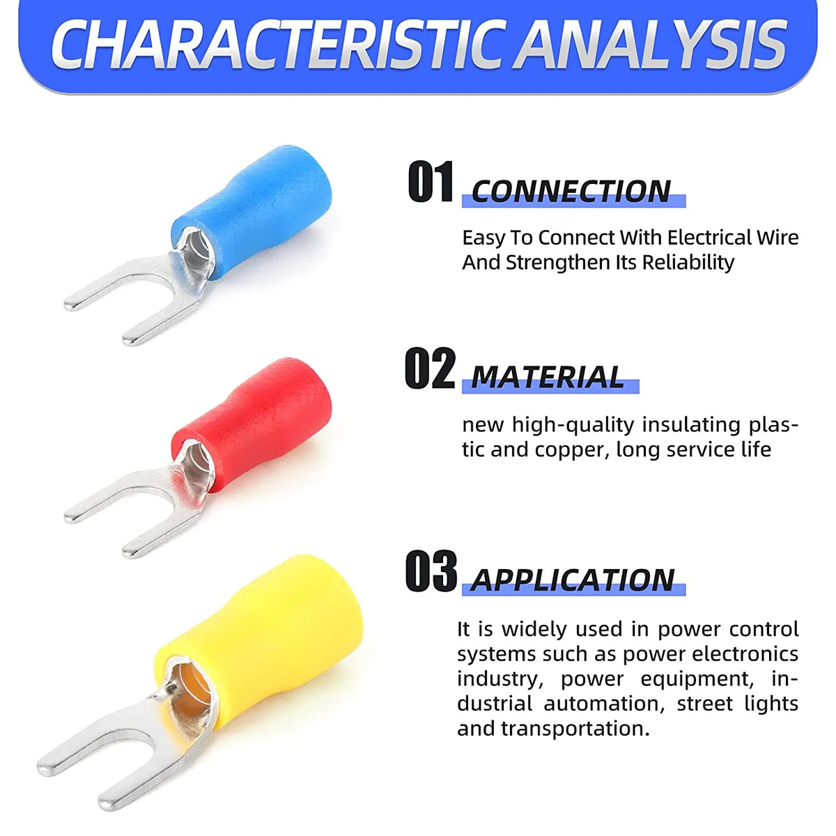300 Pcs Insulated Fork Spade Wire Connector Terminal H411655