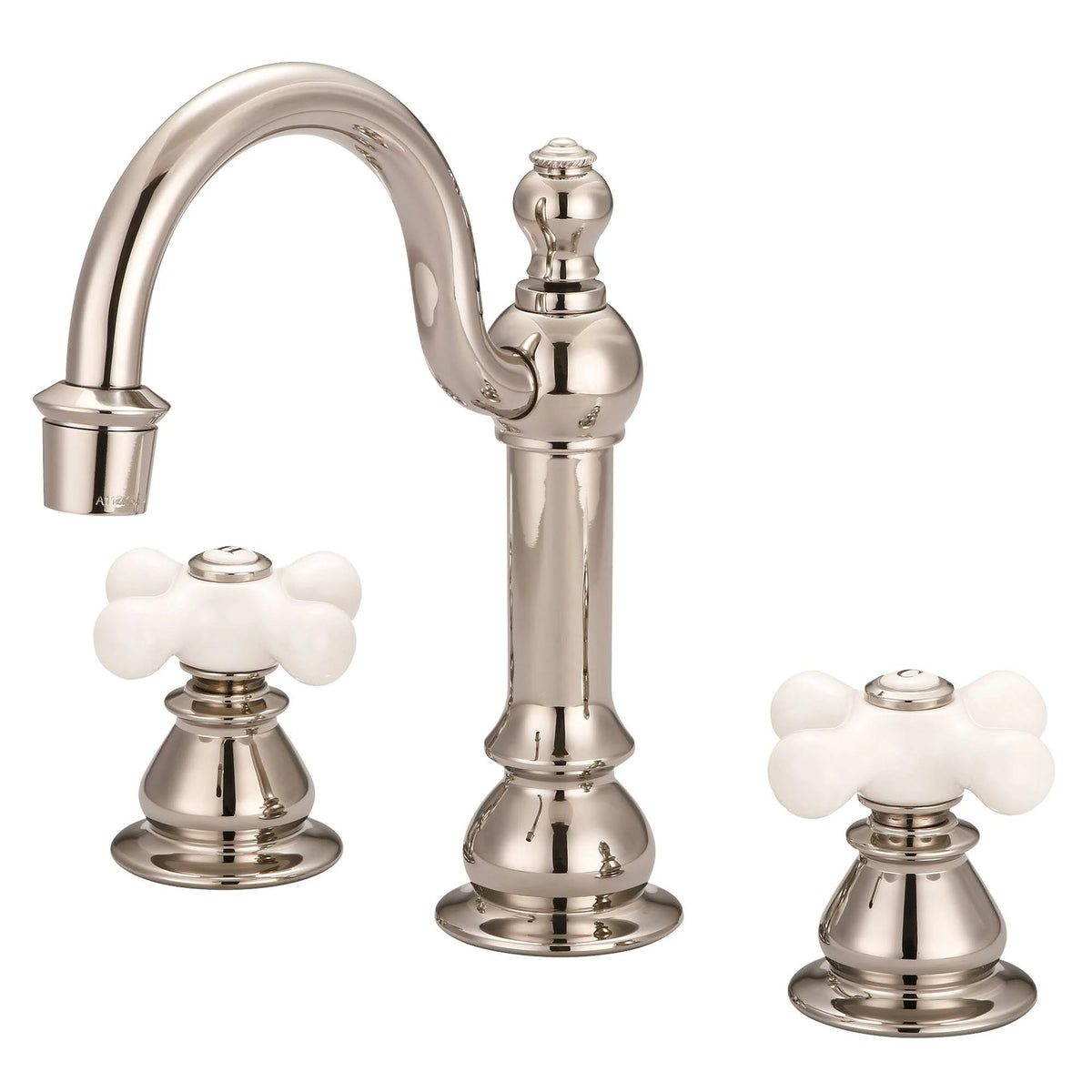 Polished Nickel Widespread Lavatory Faucets with Pop-Up Drain E313073