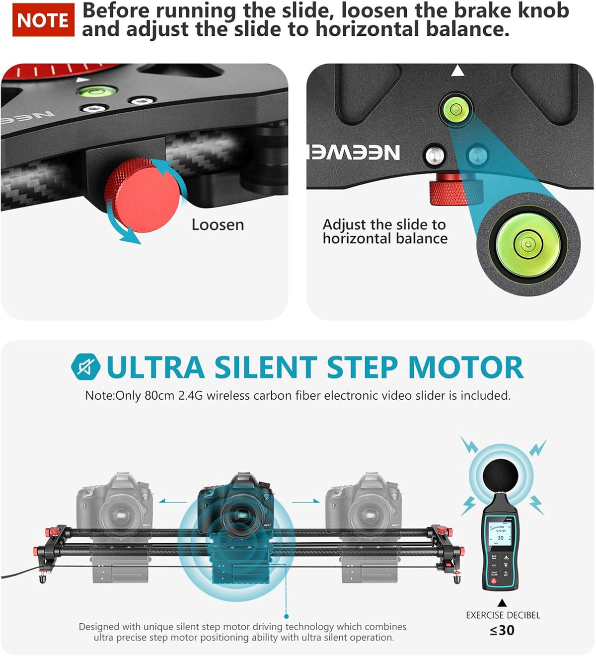 Motorized Camera Slider, 31.5-inch Carbon Fiber Track Rail, Load up to 22 lbs Z495