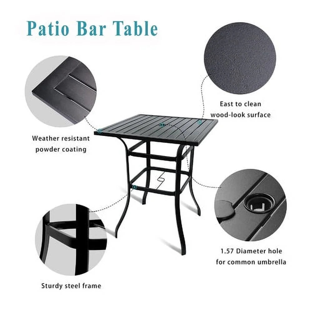 5-Piece Outdoor Textile Bar Set with Swivel Bar Stools E7452