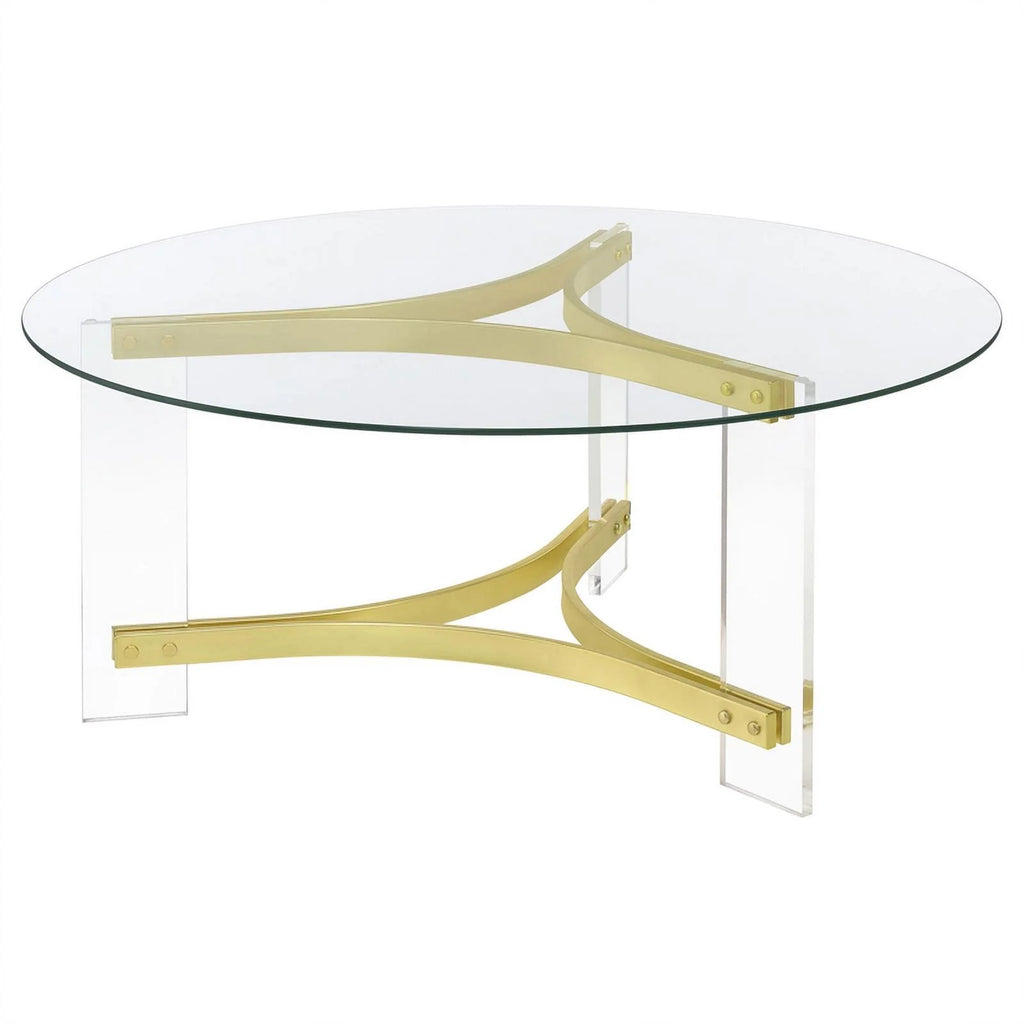 Round Glass Coffee Table with Acrylic Legs E519595