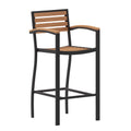 Teak Bar Height Stool with Arms S8684