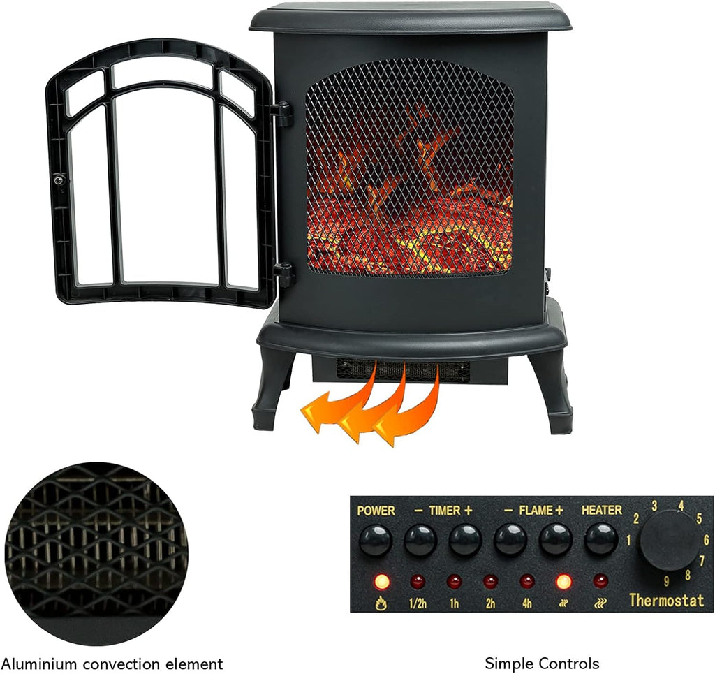 24 inch Portable Electric Wood Stove Fireplace with Flame Effect N976711