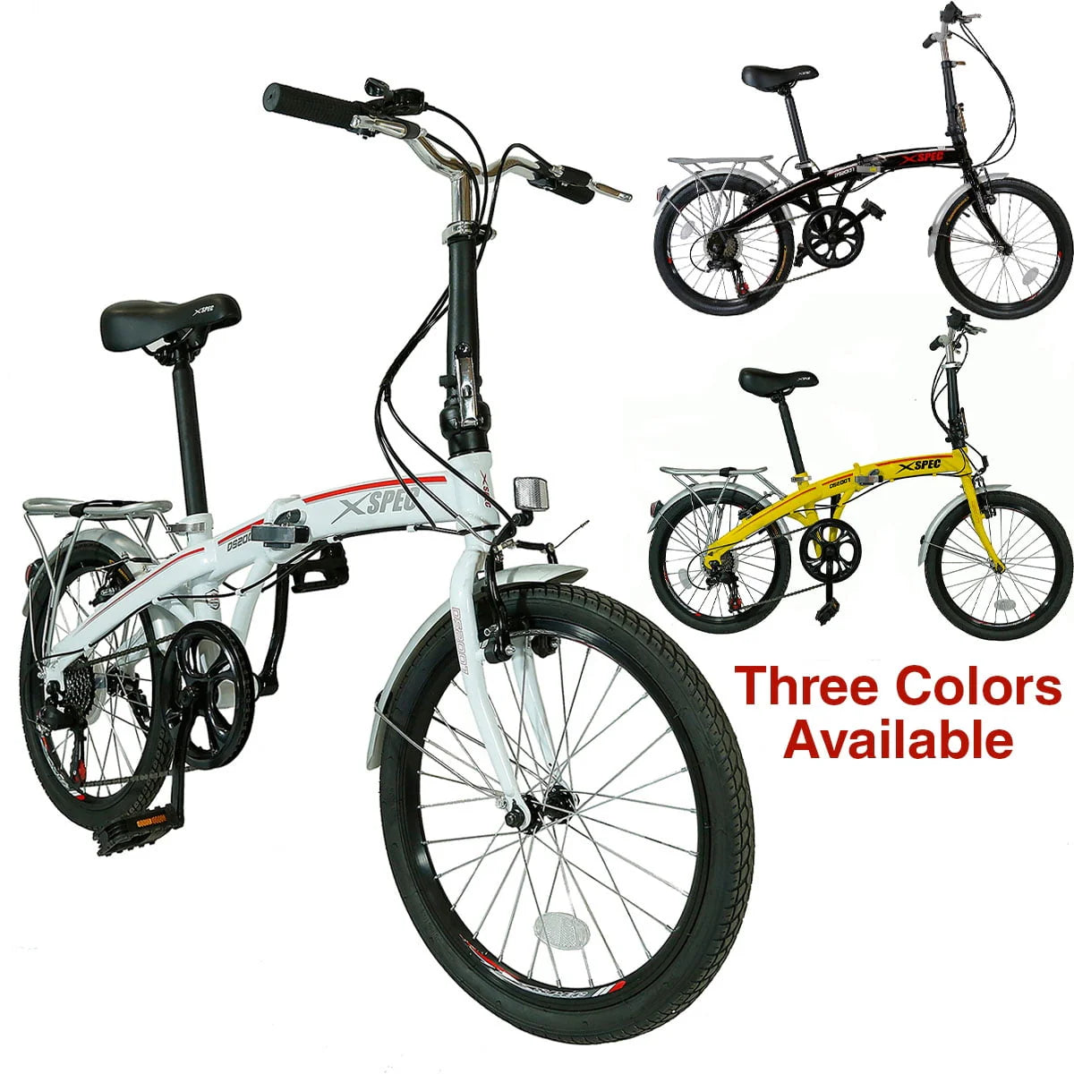 White 7 Speed Folding Compact Bike U35165