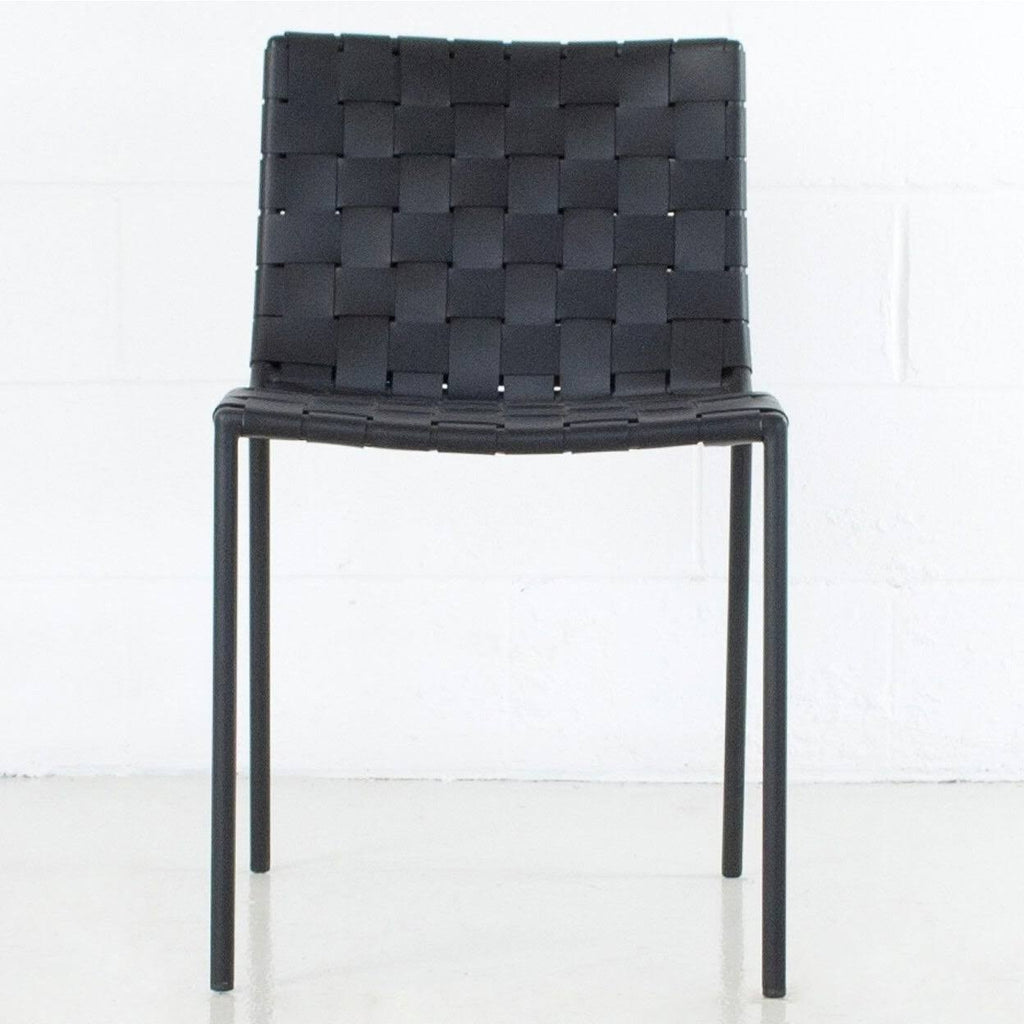 Black Leather Weave Dining Chair D9902