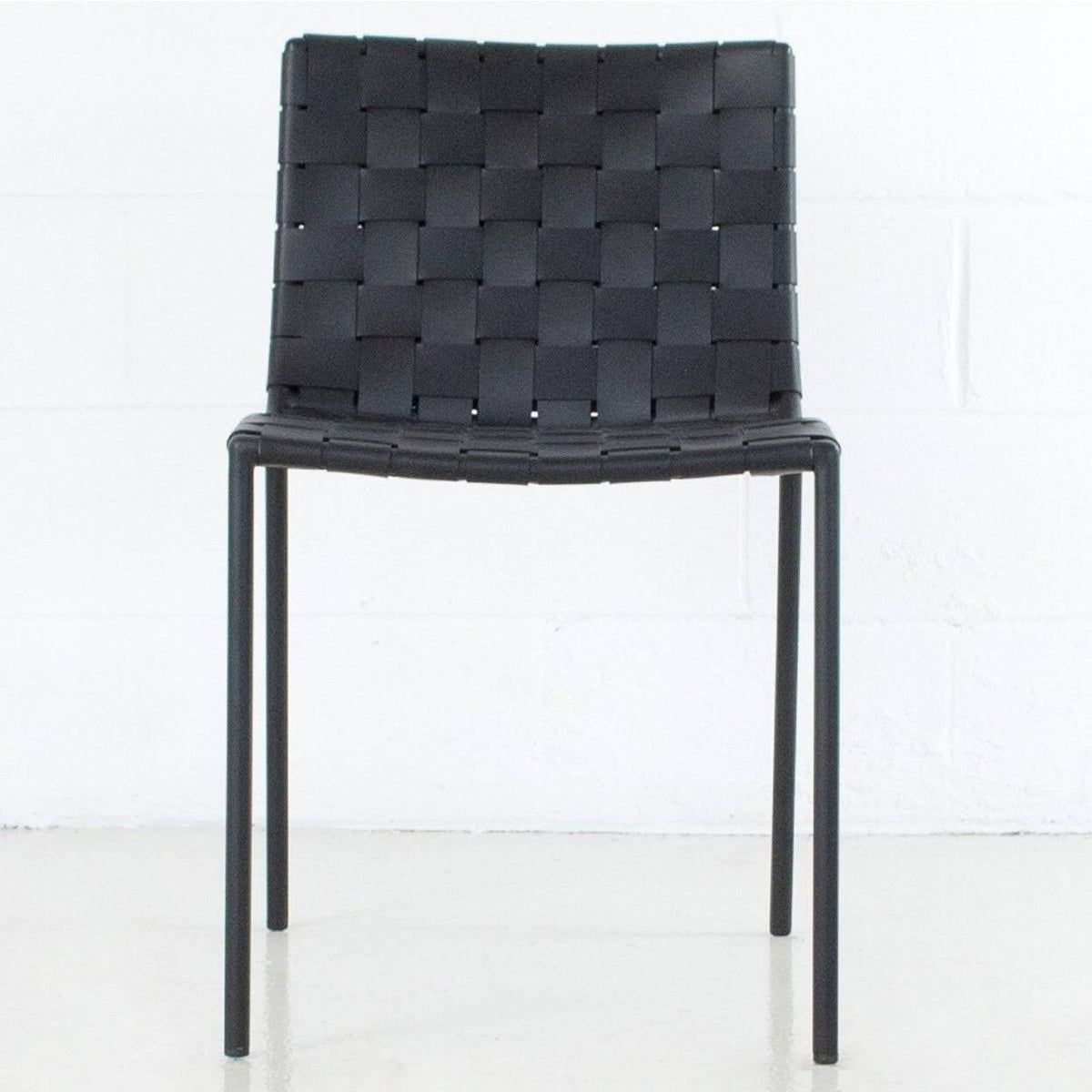 Black Leather Weave Dining Chair D9902