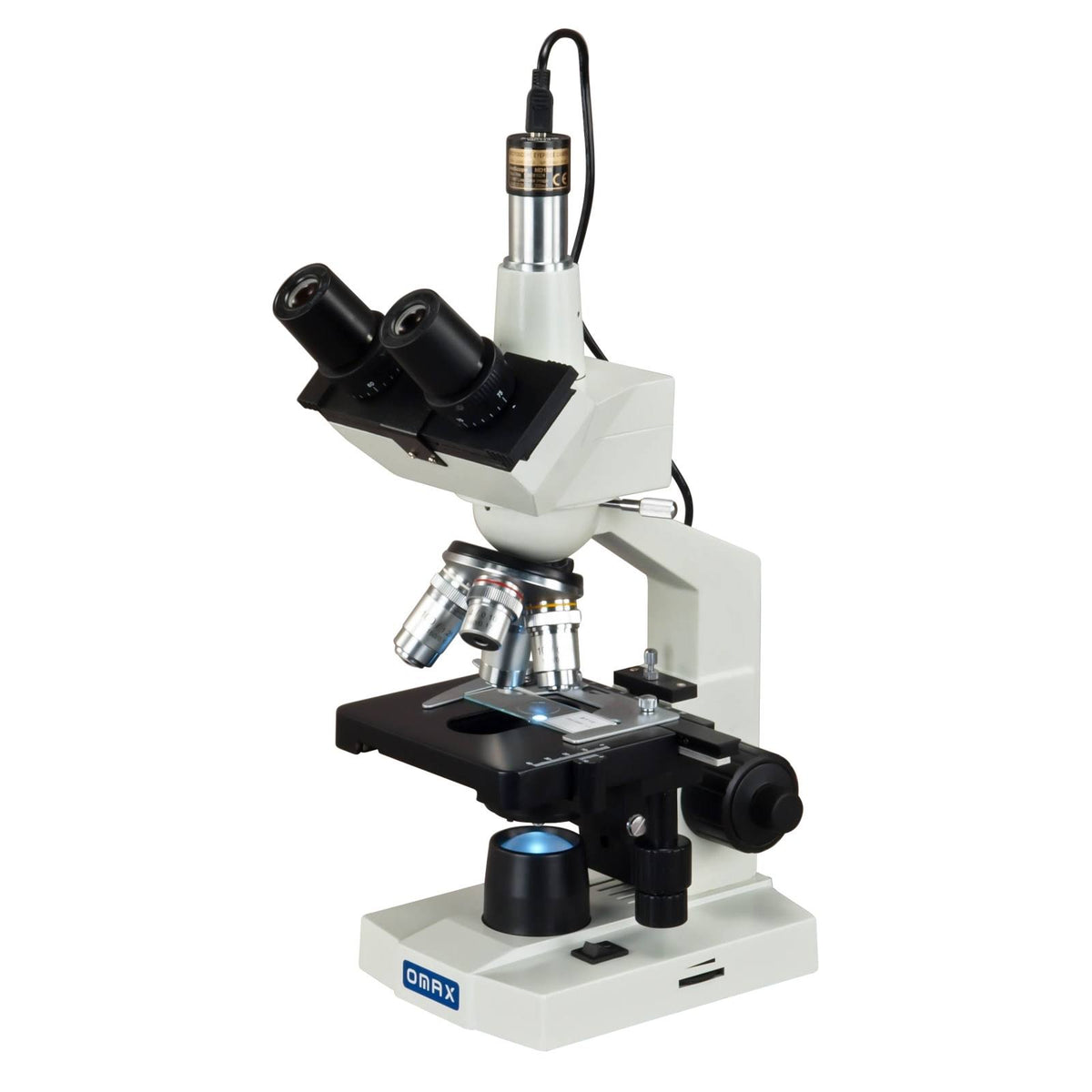 40X-2500X Digital LED Trinocular Lab Compound Microscope with USB Camera and Mechanical Stage S46840
