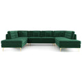 Green Velvet U-Shaped Sectional Couch A376